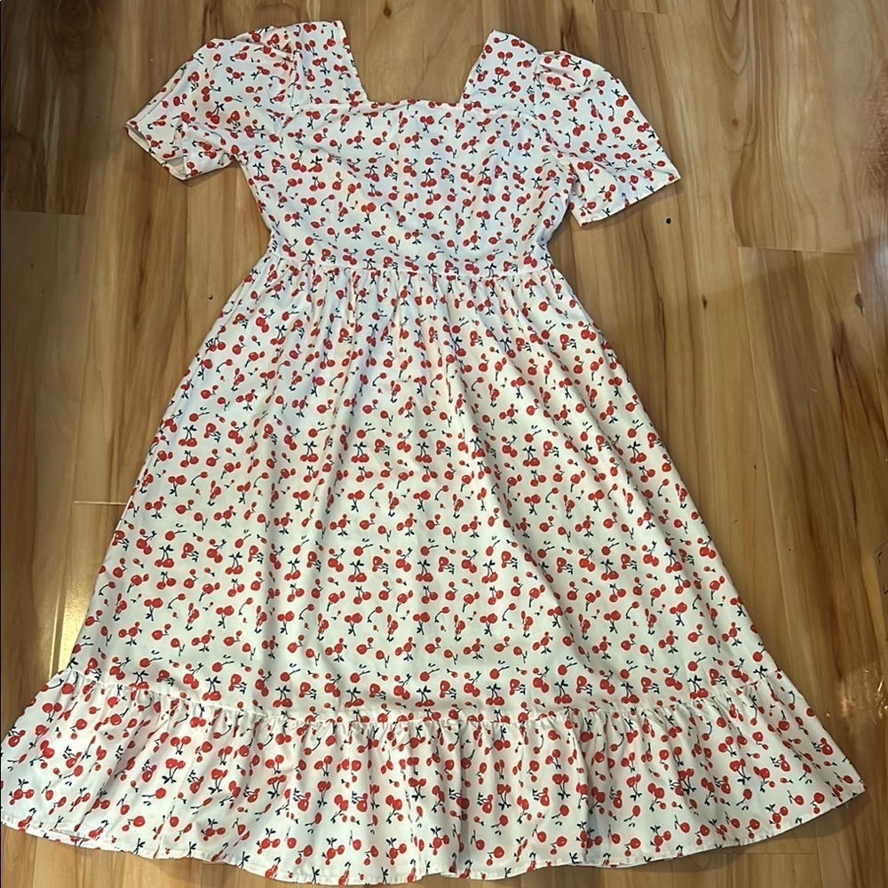 SHEIN Cherry Print Maxi Dress